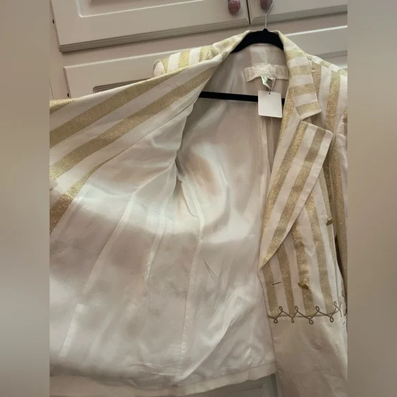 Escada Sparkly Linen Striped Blazer
